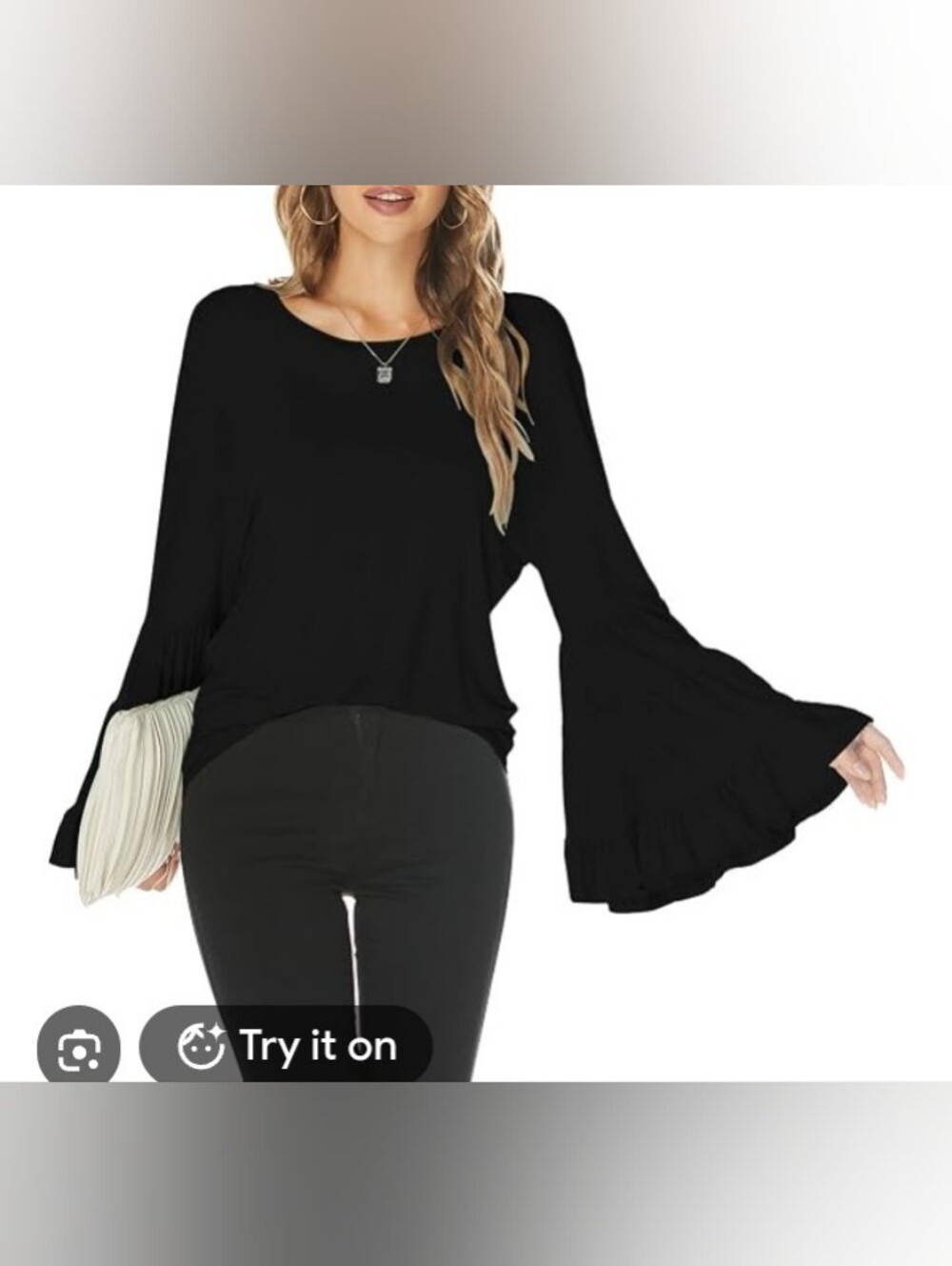 new directions Black Bell Sleeve Peasant Top
